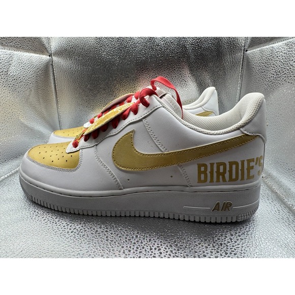 Size 10.5 Nike Air Force 1 Drew League‎ Low Mens White Gold Sneaker AA4083-102